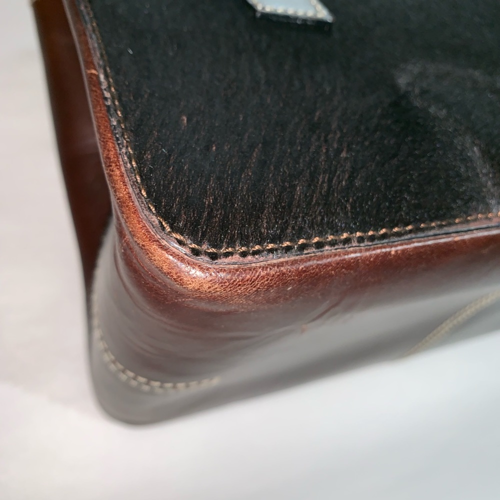 Authentic Lambertson Truex Brown Pony Hide Satchel - image 5